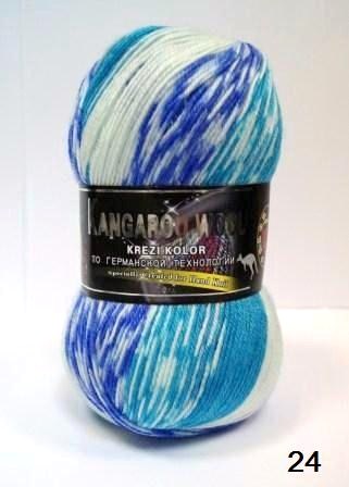 Kangaroo wool Crazy color 24 молочно-бирюзово-синий